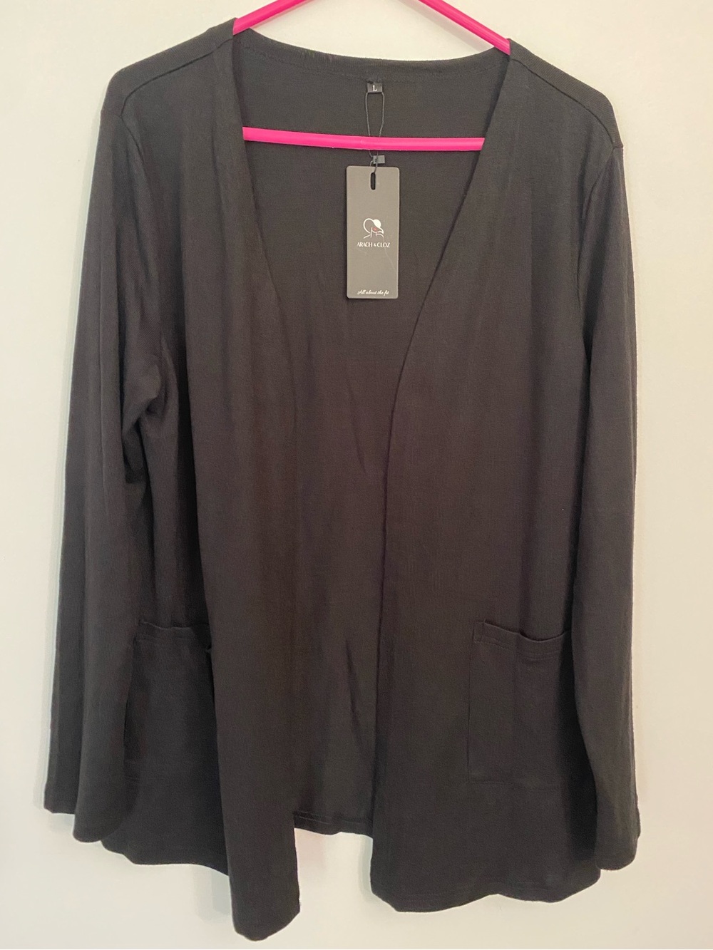 ARACH & CLOZ black lightweight open front long sleeve cardigan